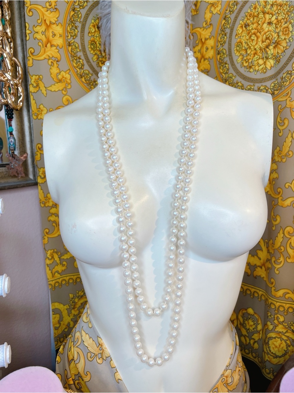 Pearl necklace 70” long ivory 8 mm pearls